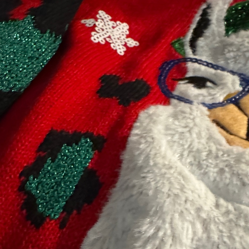 32 Degrees UGLY Red and Green Llama Sweater - Picture 11 of 12